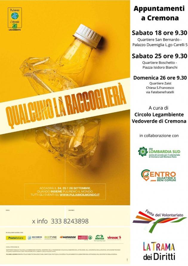 PULIAMO IL MONDO 2021: sabato 18 settembre al Quartiere 5 di Cremona