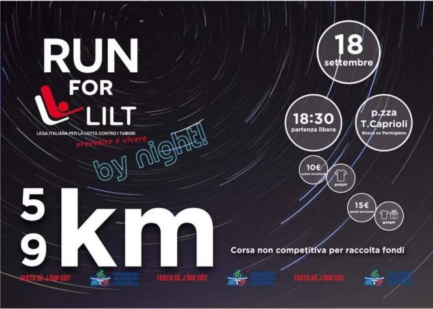 Domani sera al Bosco ex Parmigiano parte la RUN for Litl by night