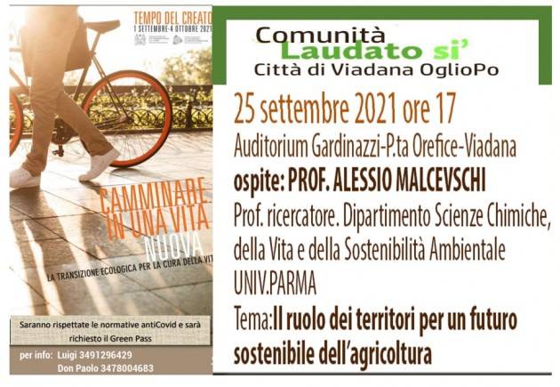 Viadana  evento col prof. Malcevschi  il 25 settembre ore 17