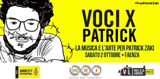 ''Voci X Patrick'': a Faenza musica e arte per Patrick Zaki