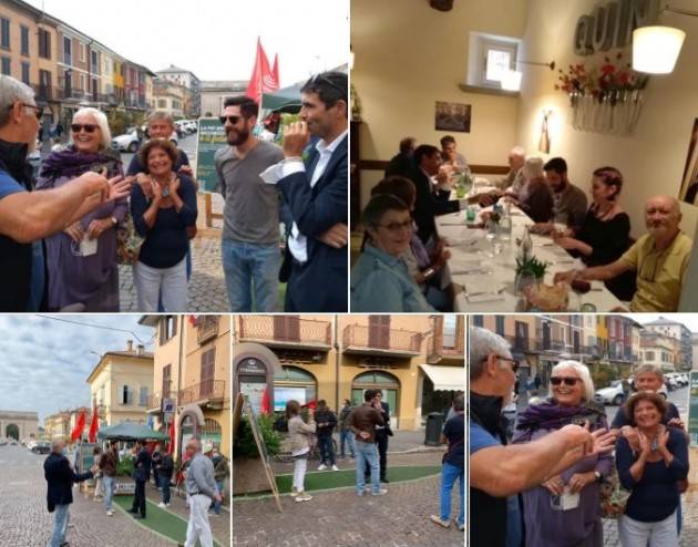 Nicola Fratoianni a Crema al banchetto raccolta firme di Sinistra Italiana