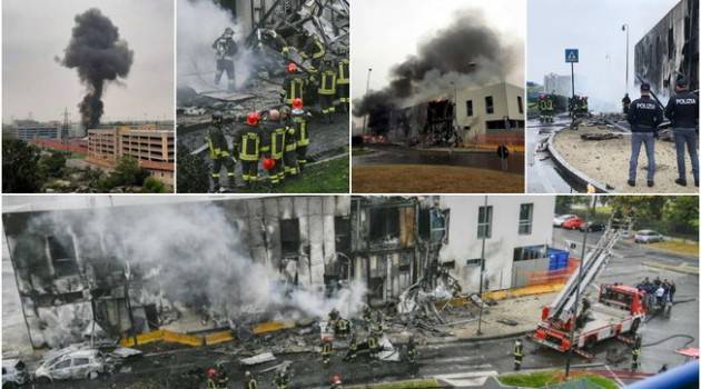 PRECIPITA MONOPLANO ALLA STAZIONE METRO SAN DONATO - OTTO MORTI - FOTO E VIDEO