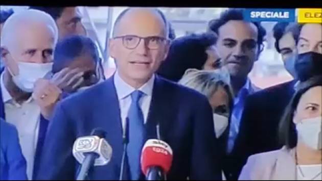 Comunali  4/10/21 Enrico Letta: ‘Si vince se si allarga la coalizione, anche oltre il Pd’(Video)