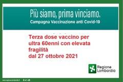 IMPORTANTE Lombardia Terza dose vaccino per ultra 60enni con elevata fragilità