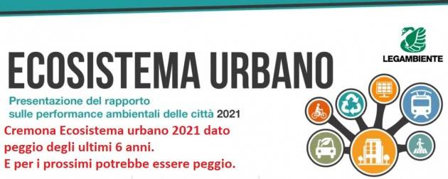 Cremona ﻿Ecosistema urbano 2021 dato peggiore degli ultimi 6 anni