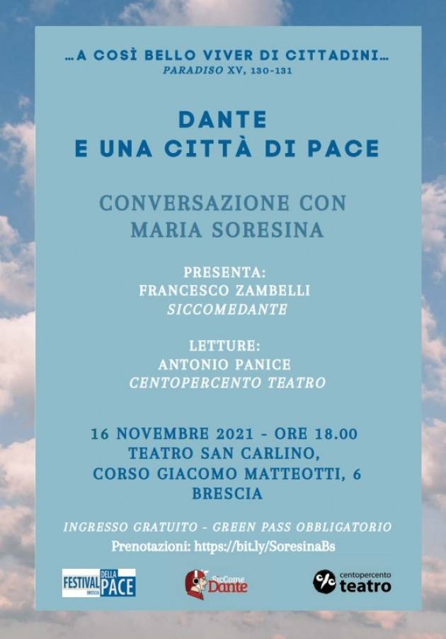 BRESCIA  FESTIVAL DELLA PACE 2021 EVENTI MARTEDÌ 16 NOVEMBRE