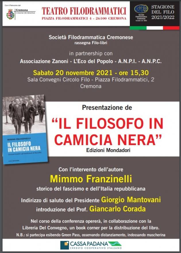 (CR) Rassegna Filo-libri  presentazione libro FILOSOFO  INCAMICIANEBA