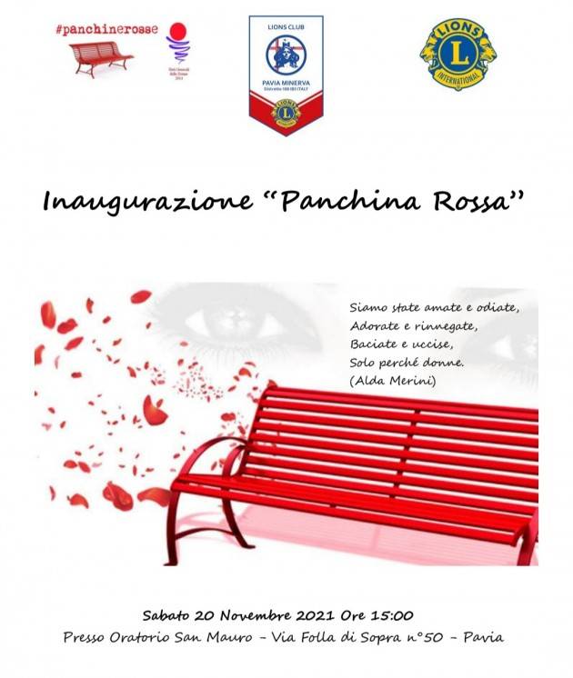Un’altra panchina Rossa a Pavia | Isa Maggi