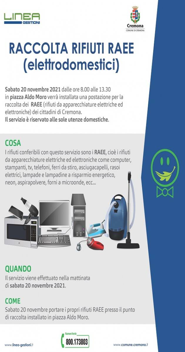 Cremona Raccolta dei RAEE (elettrodomestici) al quartiere Cambonino