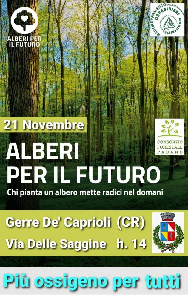 GERRE de CAPRIOLI Posa di nuove piante FESTA DELL’ALBERO il 21 NOVEMBRE 2021