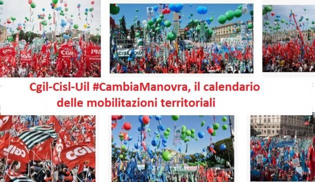 Cgil-Cisl-Uil #CambiaManovra, il calendario delle mobilitazioni territoriali