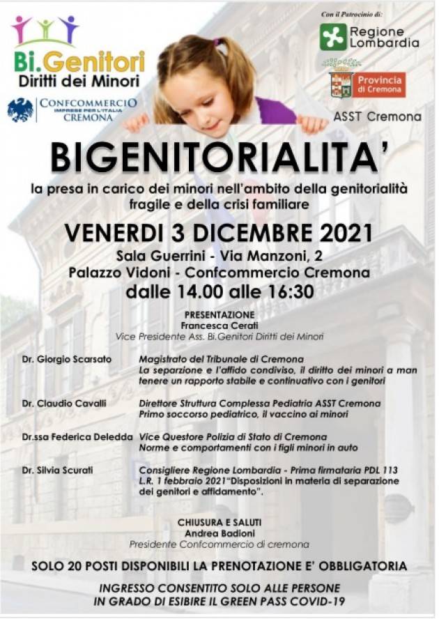 Cremona Bi.Genitori Organizza un incontro sulla Bigenitorialità il 3 dicembre