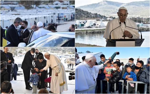 Papa  Francesco  tra i migranti a Lesbo: fermiamo questo naufragio di civiltà