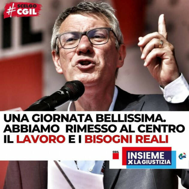 LANDINI (Cgil), UNA GIORNATA BELLISSIMA, AL CENTRO IL LAVORO E I BISOGNI REALI