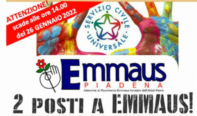 Ad Emmaus n.2 posti per Servizio Civile