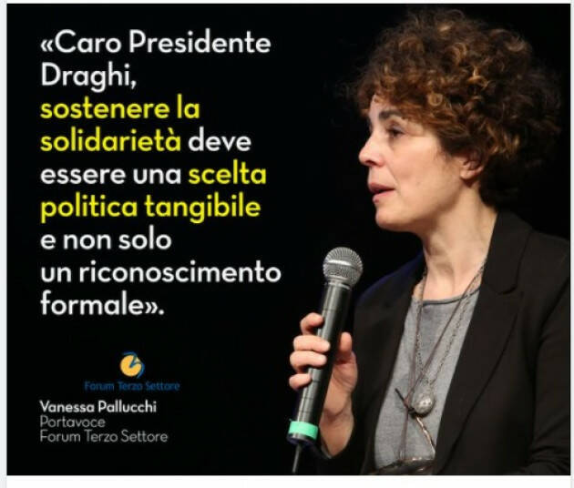 Vanessa Pallucchi, portavoce Forum 3° Settore chiede incontro a Draghi