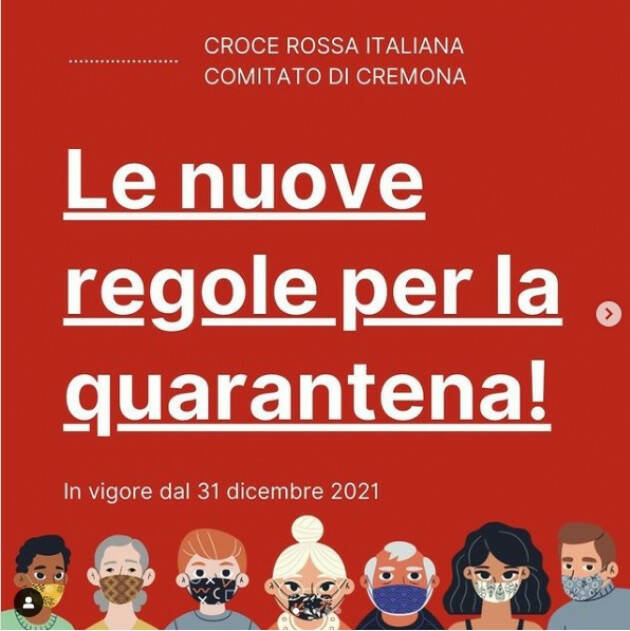 Croce Rossa Italiana sede Cremona : le nuove regole della quarantena