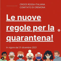 Croce Rossa Italiana sede Cremona : le nuove regole della quarantena