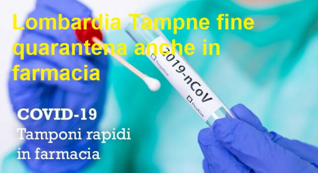 Importantissimo Il Tampone per fine quarantena  anche in farmacia convenzionata 