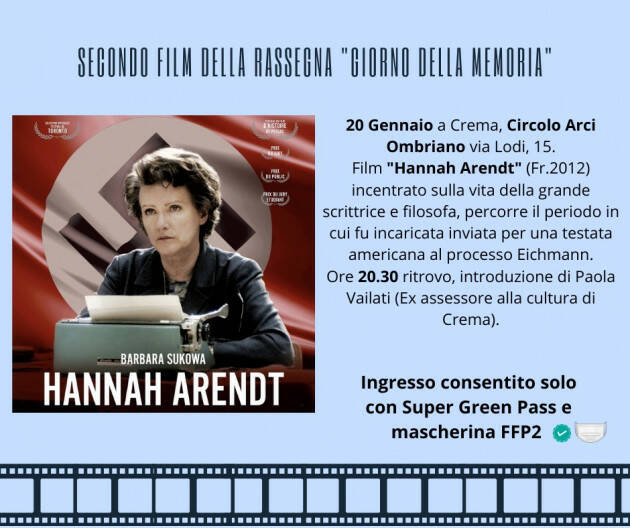  13 Gennaio inizio rassegna film legati al 'Giorno della Memoria'