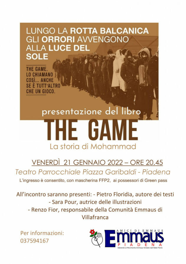 EMMAUS E LA ROTTA BALCANICA PRESENTAZIONE DEL LIBRO 'THE GAME'