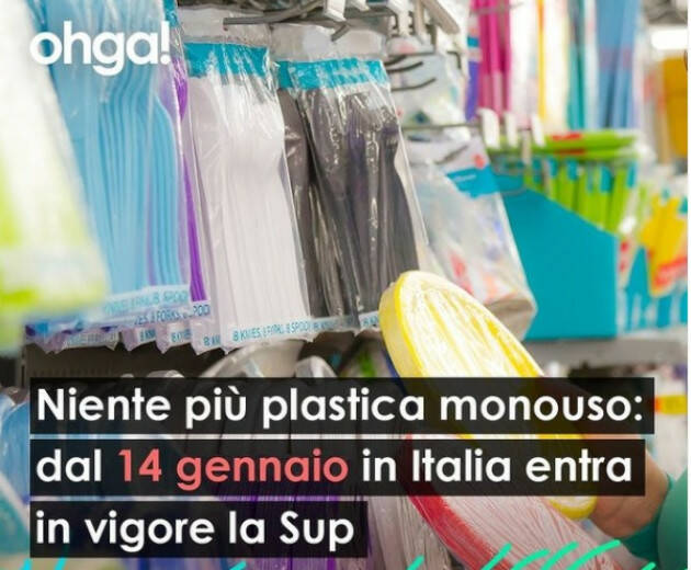 OHGA. Niente più plastica monouso dal 14 gennaio