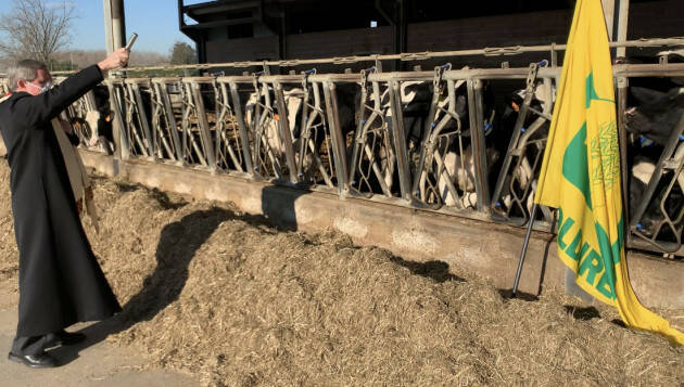 S. Antonio, benedizione in cascina per gli animali delle aziende agricole - Coldiretti Cremona raccolta in preghiera a Izano