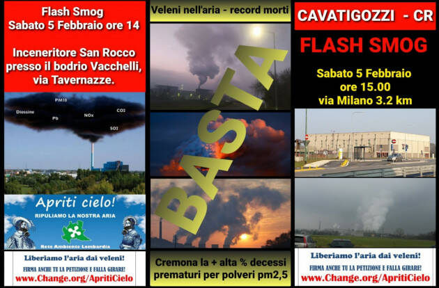 Cremona  Ambiente e Salute sabato 5 febbraio due FASH SMOG