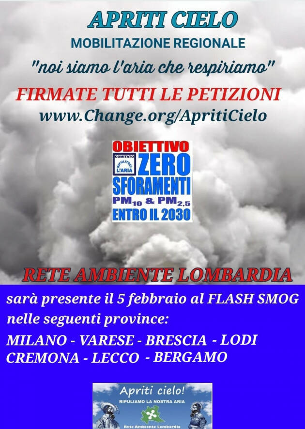 5 FEBBRAIO 2022, FLASH SMOG NEI COMUNI CAPOLUOGO E NON SOLO DELLA LOMBARDIA