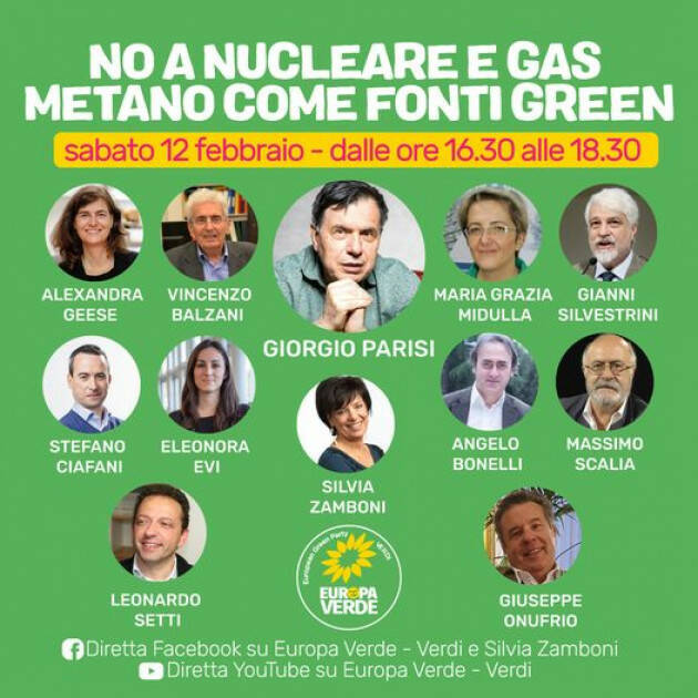 NO ALL’INCLUSIONE DI NUCLEARE E GAS METANO TRA LE FONTI GREEN DELL’UNIONE EUROPEA