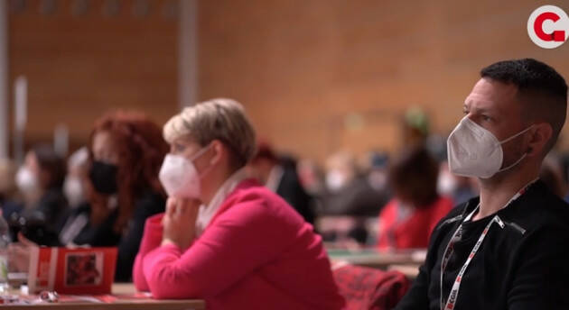 Cgil Maurizio Landini (sg Cgil) conclude il dibattito Assemblea di  Rimini