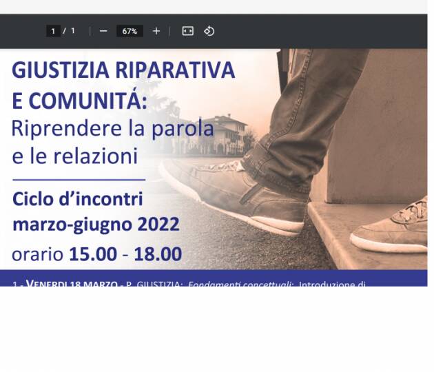 CICLO CONFERENZE ''GIUSTIZIA RIPARATIVA E COMUNITA’''
