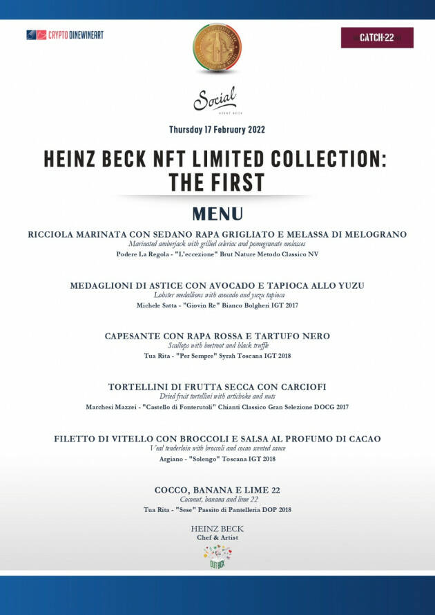  CONIATO PER HEINZ BECK IL PRIMO NFT AL MONDO LEGATO A UN CUOCO TRISTELLATO MICHELIN