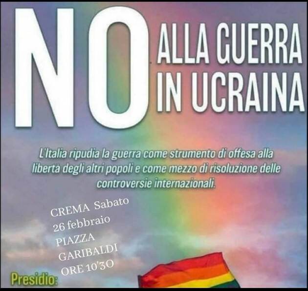 Stefania Bonaldi Il Comune di Crema aderisce alla manifestazione Pace in Ucraina