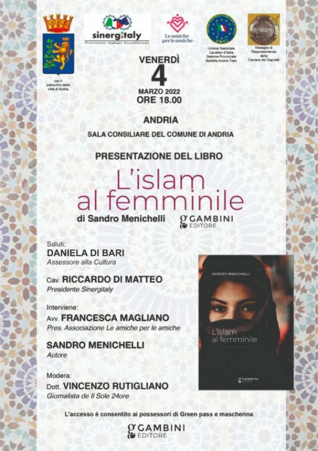 Andria LE AMICHE PER LE AMICHE E SINERGITALY PRESENTANO IL LIBRO DI SANDRO MENICHELLI