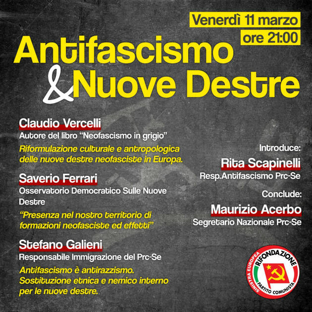 ANTIFASCISMO E NUOVE DESTRE – DIRETTA STREAMING 11 MARZO ORE 21:00