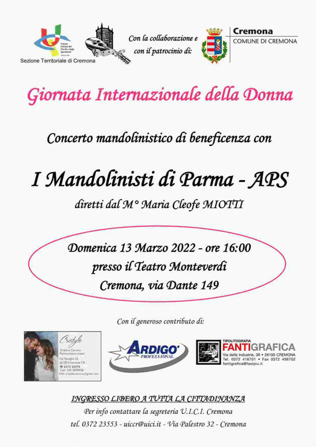 L’ UICI DI Cremona  invita a spettacolo musicale per domenica 13 marzo