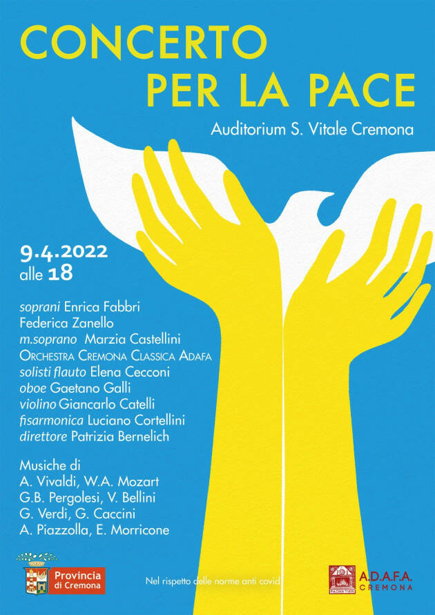 Concerto per la pace all' ex Chiesa di San Vitale sabato 9 aprile alle 18.