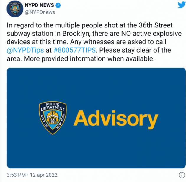 Attentato a New York alle 14.45 ora italiana (VIDEO): spari in metropolitana a Brooklyn: almeno 16 feriti, 5 sono gravi 