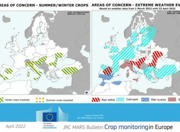 Siccità e temperature sotto la media ad aprile stanno riducendo le rese agricole in Italia