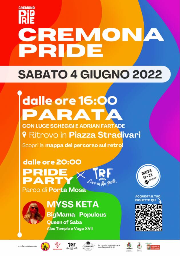 Cremona Pride 4 giugno : svelato percorso  parata e   programma  giornata