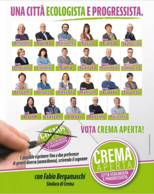 Crema aperta Ricchezza di idee, progettualità concrete, ascolto, unità d'azione