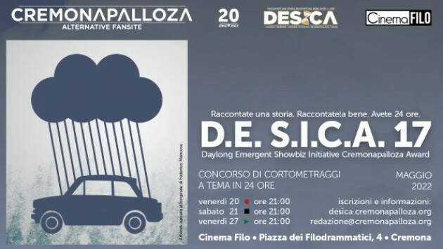 Concorso D.E. S.I.C.A. 17 di Cremonapalloza, 27 maggio gran gala al Cinema Filo