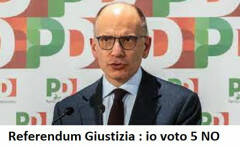 Enrico Letta: Voterò 5 no al referendum Giustizia 