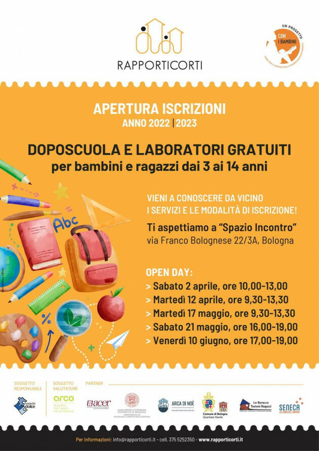 BOLOGNA Cooperativa Sociale Società Dolce  APERTURA ISCRIZIONI  DOPOSCUOLA