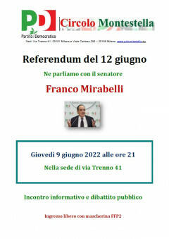 Appuntamenti del sen. Mirabelli per spiegare i No al referendum sulla Giustizia