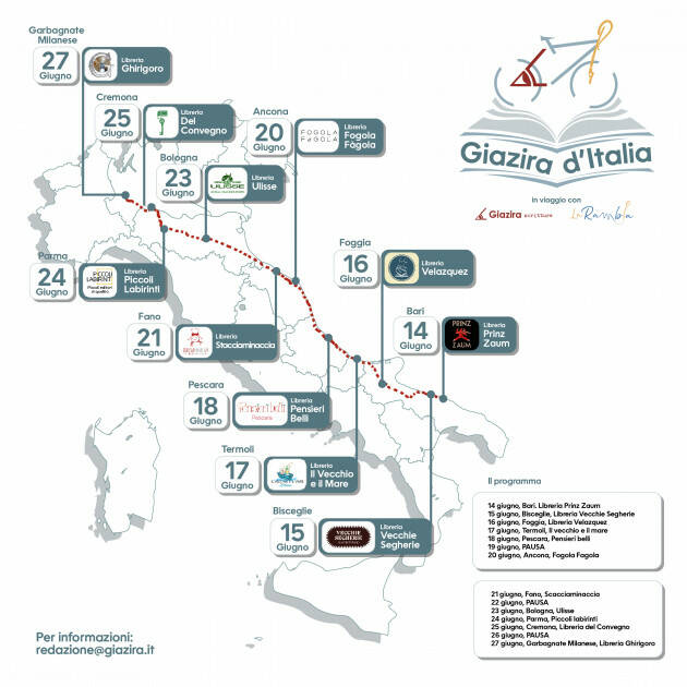 Libreria Convegno CREMONA Penultima tappa del ''Giazira d'Italia'' il 25 giugno