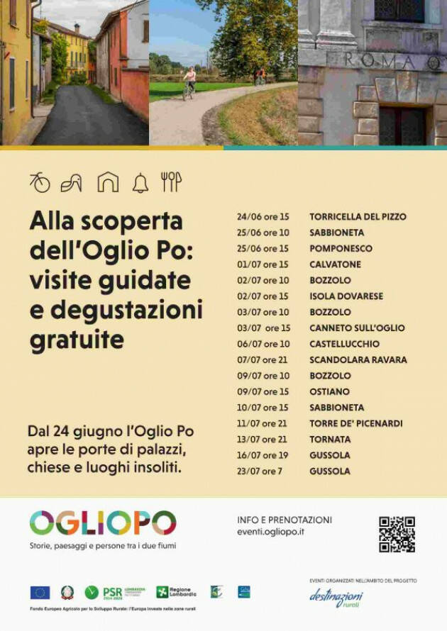 Visite e degustazioni gratuite nell'Oglio Po dal 24 giugno '22