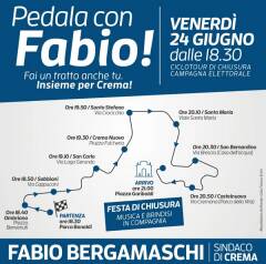 Pedala con Fabio!  E domenica 26  ballottaggio  per Bergamaschi Sindaco di Crema