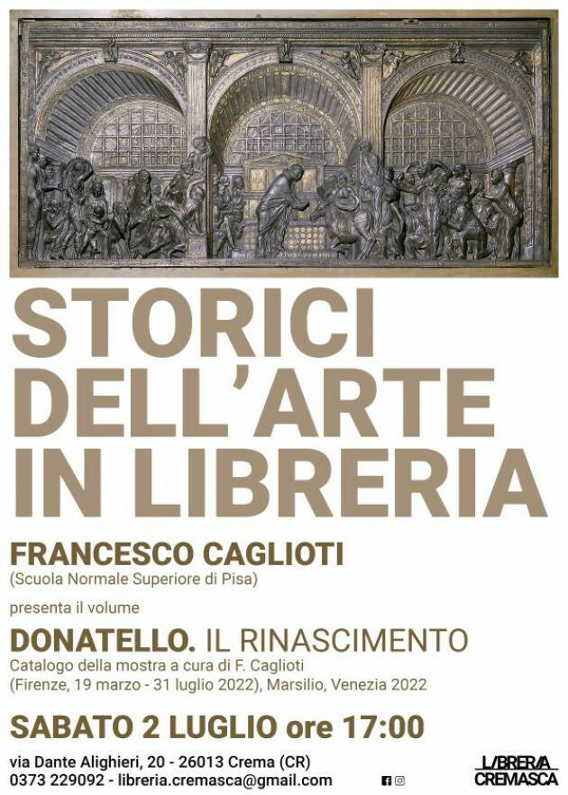 Libreria Cremasca 25° appuntamento  rassegna ‘Storici dell’arte in libreria’